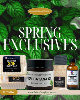 Spring break and travel essentials at Sebi's Daughters crafted with love by Alfredo Bowman, otherwise known as Dr Sebi's daughter Kellie Bowman herself.