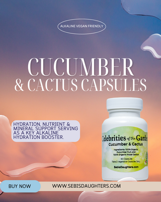 Image of Sebi's Daughters Spring 2025 Cucumber and Nopal Cactus Capsules that provide hydration support, and essential nutrients and minerals serving as a key hydration and alkaline booster.