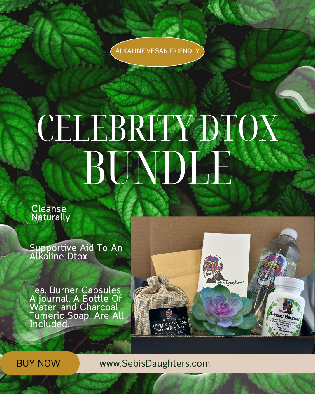 Image of Sebi's Daughters Celebrity Dtox Bundle Box Flower not included in the Summer 2025 Sebi's Daughters Alkaline Vegan Store.