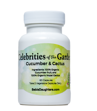 Image of Sebis Daughters Celebrities Of The Garden Cucumber and Cactus Capsule Bottle Containing 60 Capsules Totalling a 30 Day Supply.