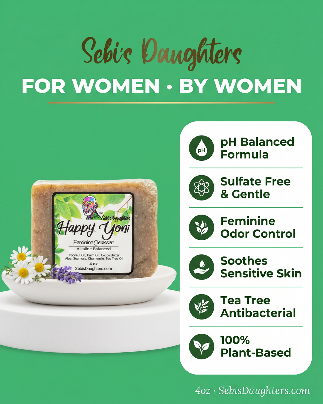 Happy Yoni Soap Bar – Natural Feminine Cleanser | pH-Balanced Herbal Care, For Women By Women
