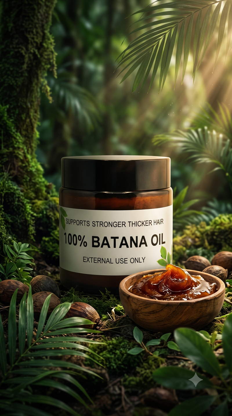 A jar of 100% Batana Oil by Sebi's Daughters, sourced in Honduras.