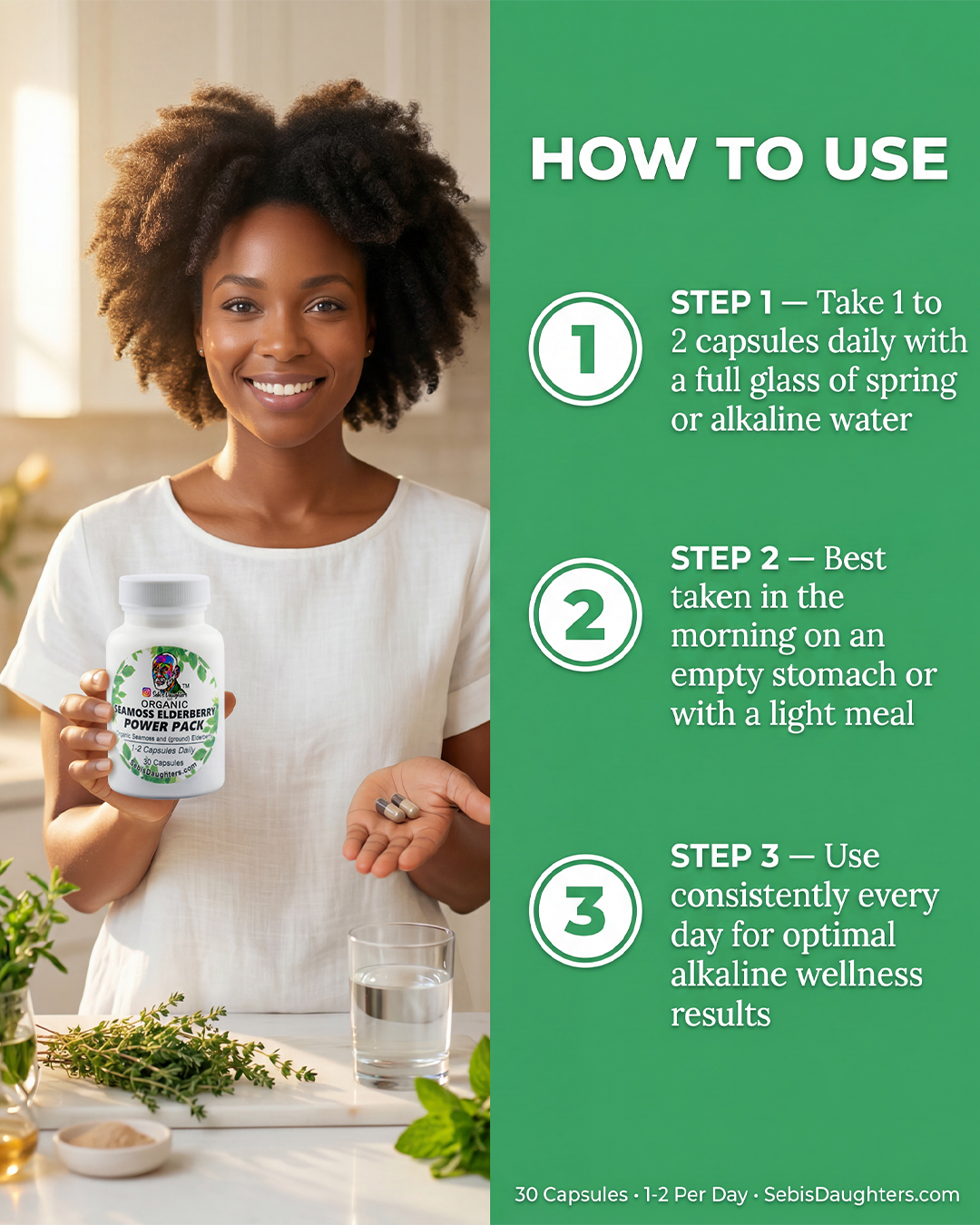Organic Seamoss & Elderberry Capsules – Plant-Based Immune & Vitality Support