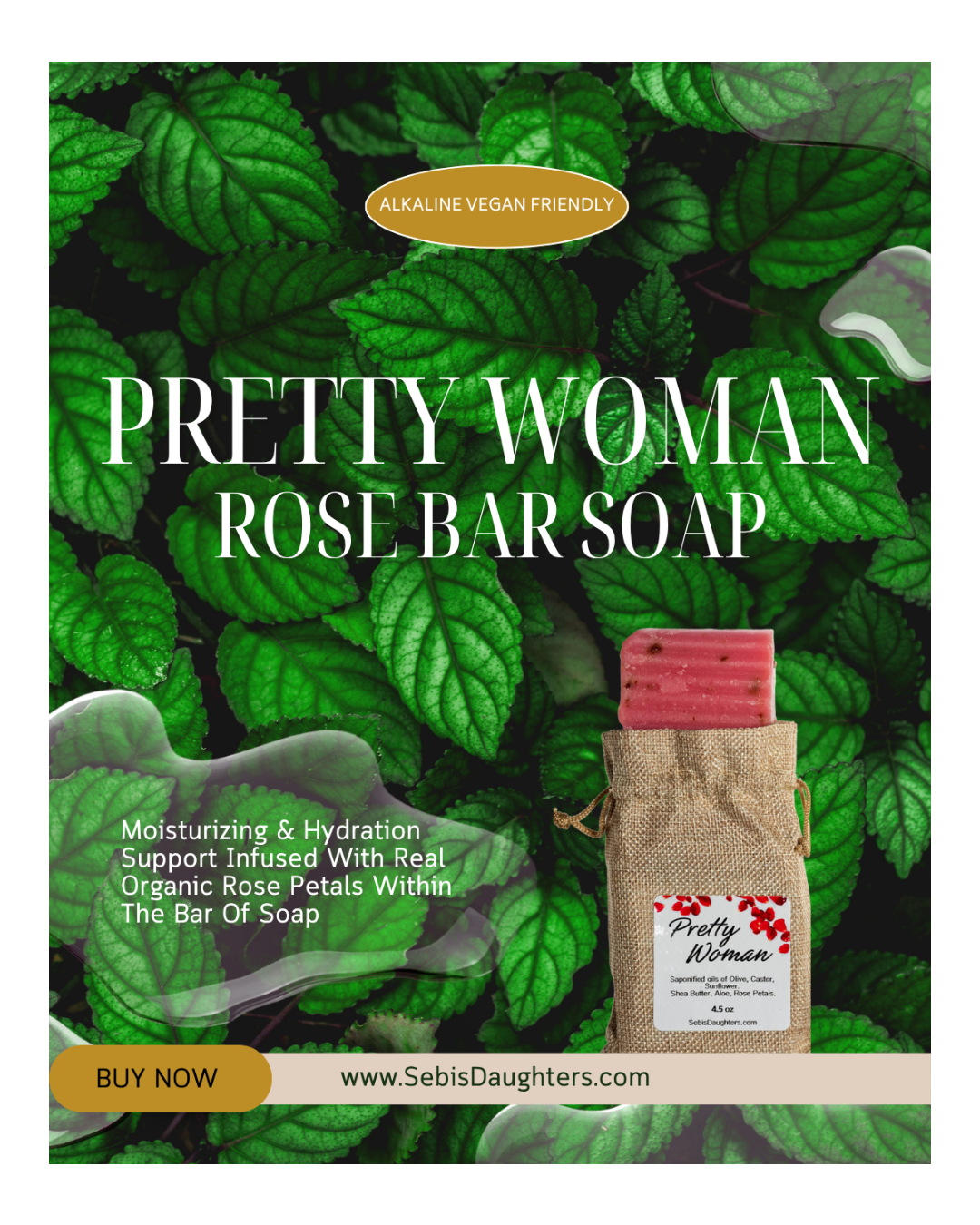 Pretty Woman Organic Rose Soap Bar By Sebi's Daughters.