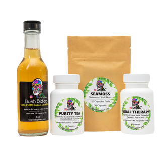 Sacred Vitality and Wellness Builder Bundle - by Sebi's Daughters including Bush Bitters, Purity Tea, Irish Moss and Viral Therapy Capsules.