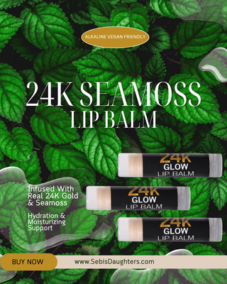 Summer 2025 Graphic Of Sebi's Daughters 24K Seamoss Lip Balm.