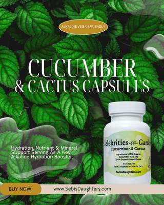 Sebi's Daughters Cucumber and Cactus Capsules Behind Island Green Leaves.