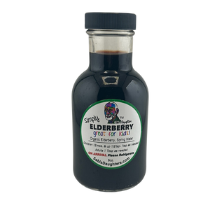 Simply Elderberry by Sebi's Daughters, a kid-friendly wellness supplement made with elderberry, vitamin C, and pure spring water for a delicious boost.