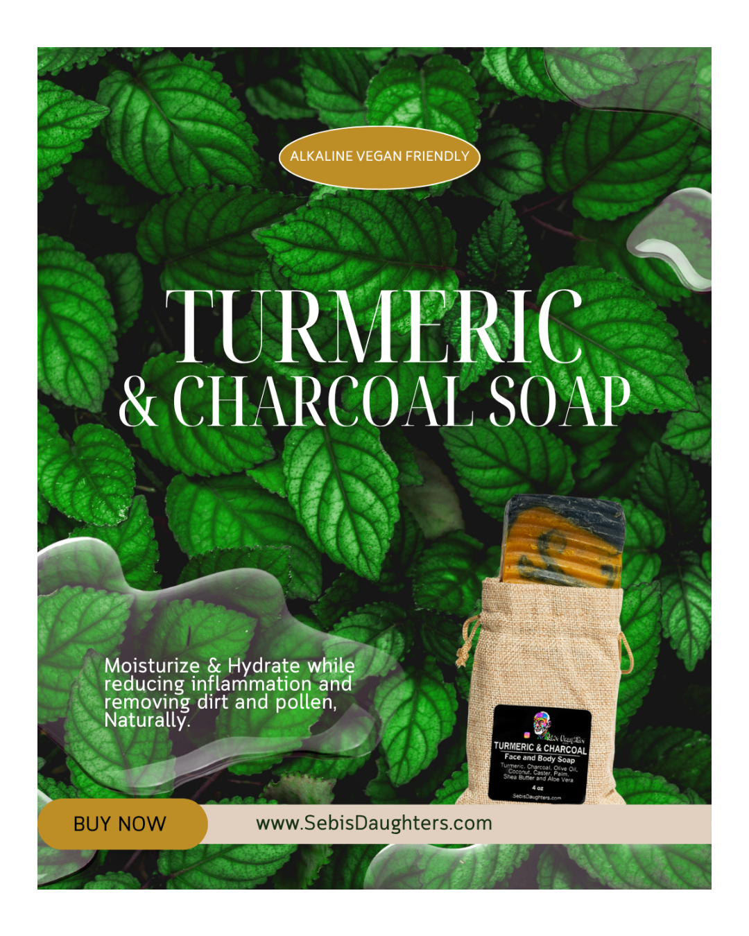 Turmeric and Charcoal Soap By Sebi's Daughters